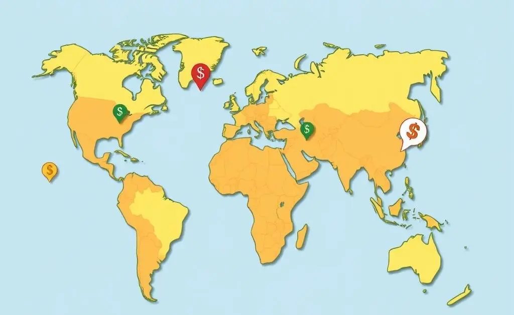 Illustration of global finances with symbols