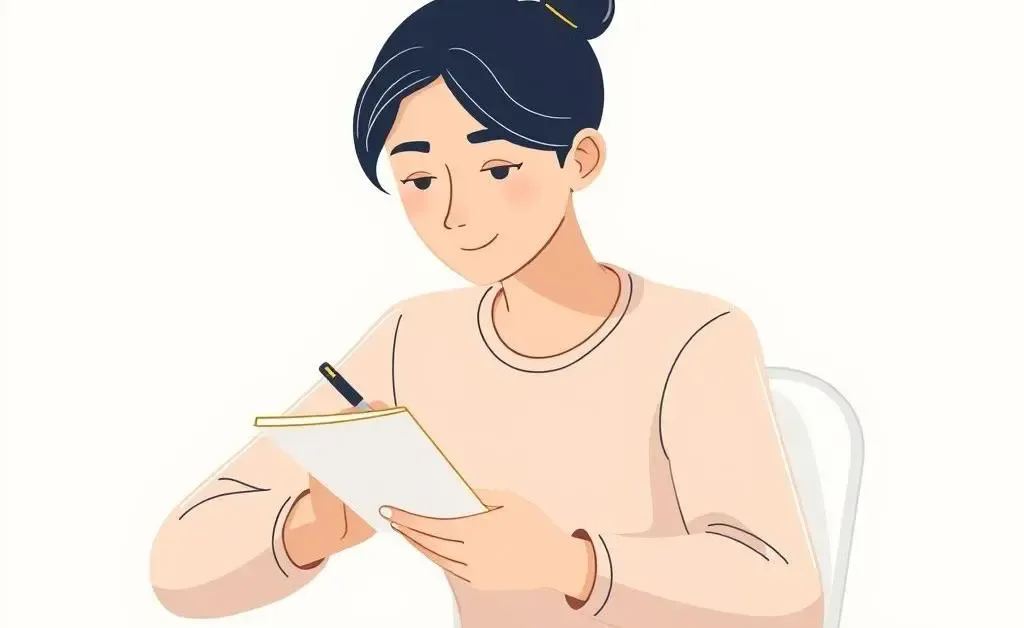 Modern minimalist illustration of a person setting small goals on a notepad.