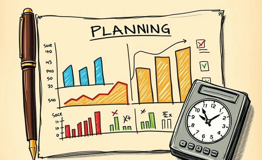 A goal-setting chart for finances on a bulletin board.