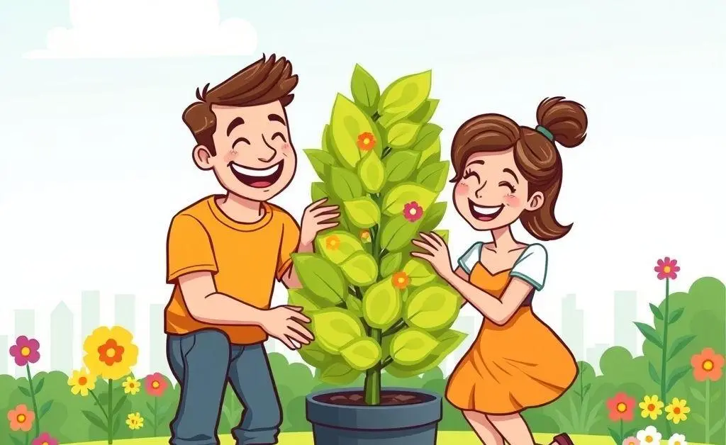Couple planting a financial goal tree.