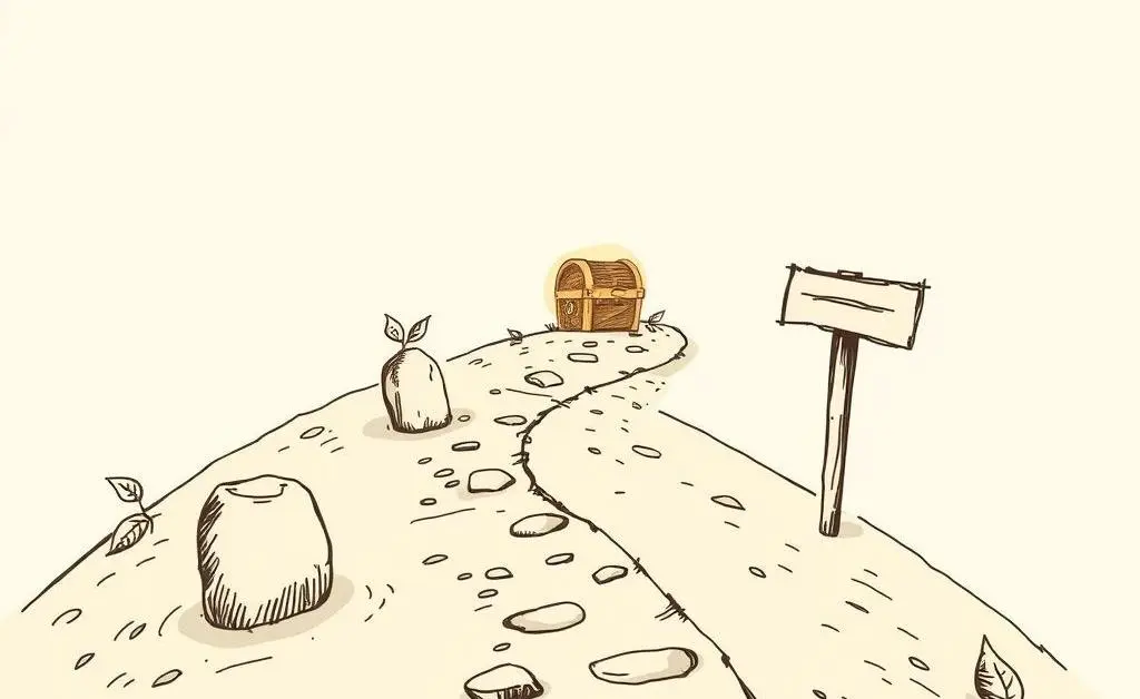 Path with milestone markers towards a financial goal