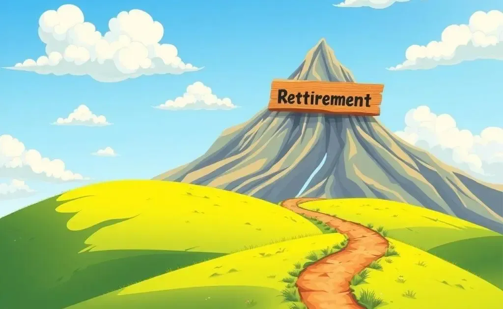 A winding path leading towards a mountain labeled 'Retirement Goal'
