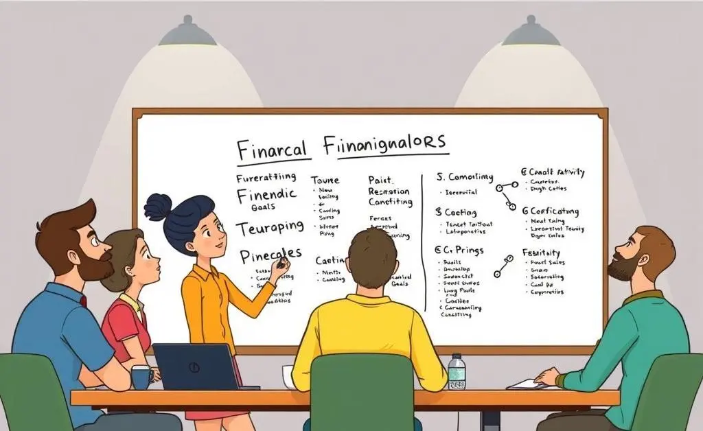 Individuals at a workshop brainstorming financial goals