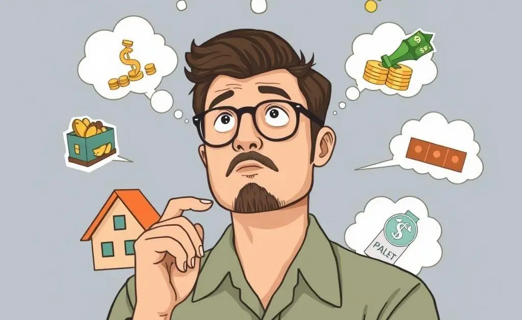 Investor pondering investment options with a mix of different assets