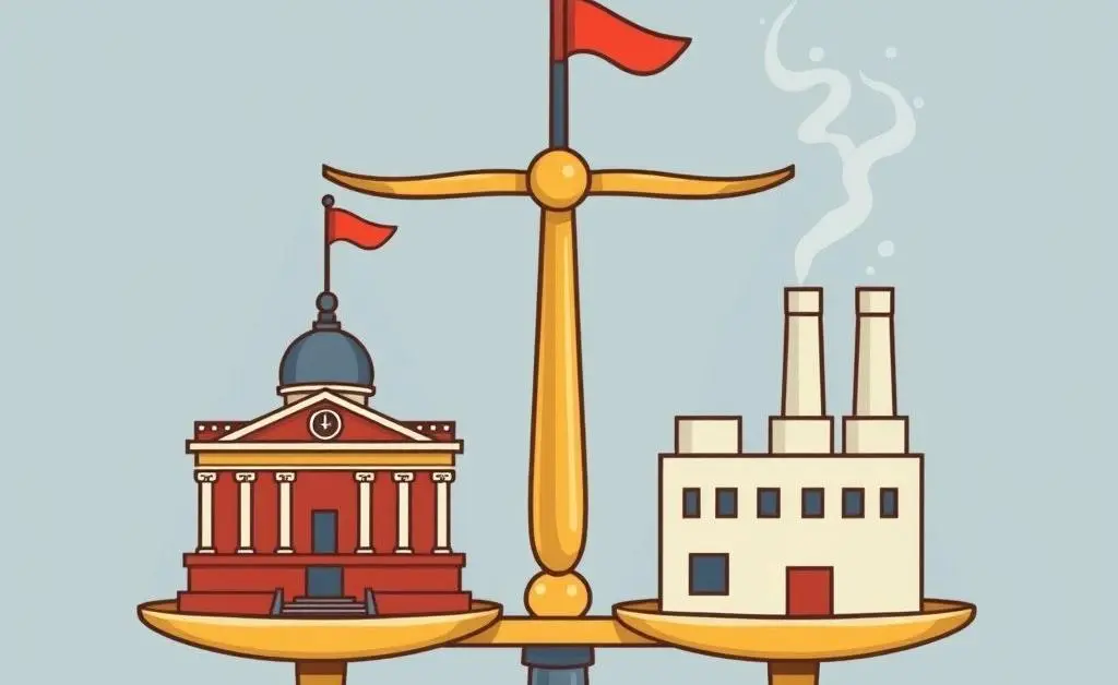 Government and industry balance illustration