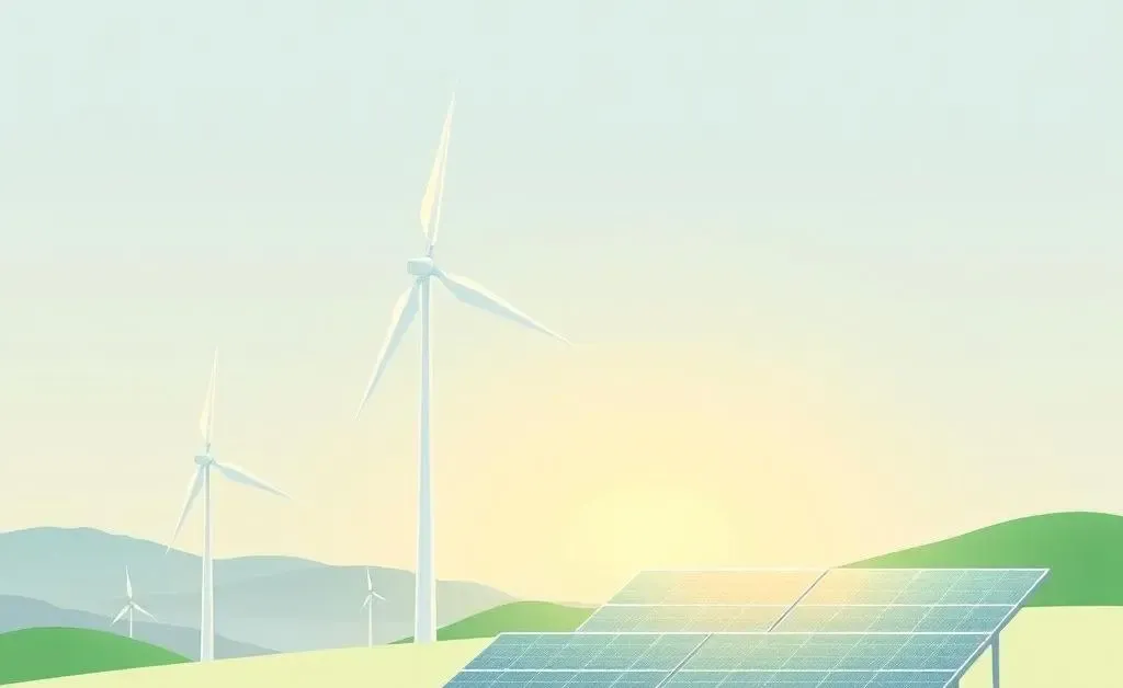 Green energy sources like wind turbines and solar panels as investment