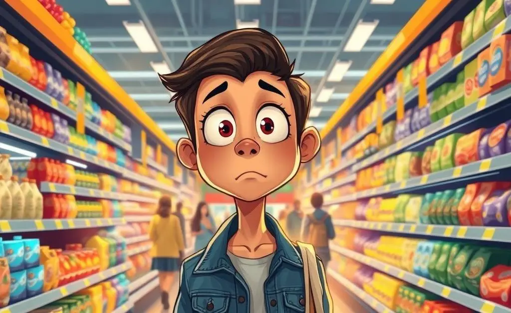 Shopper looking at increased grocery prices