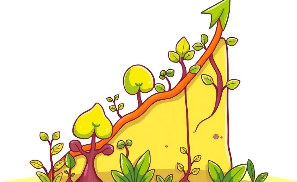 Visualization of cash value growth graph with plants