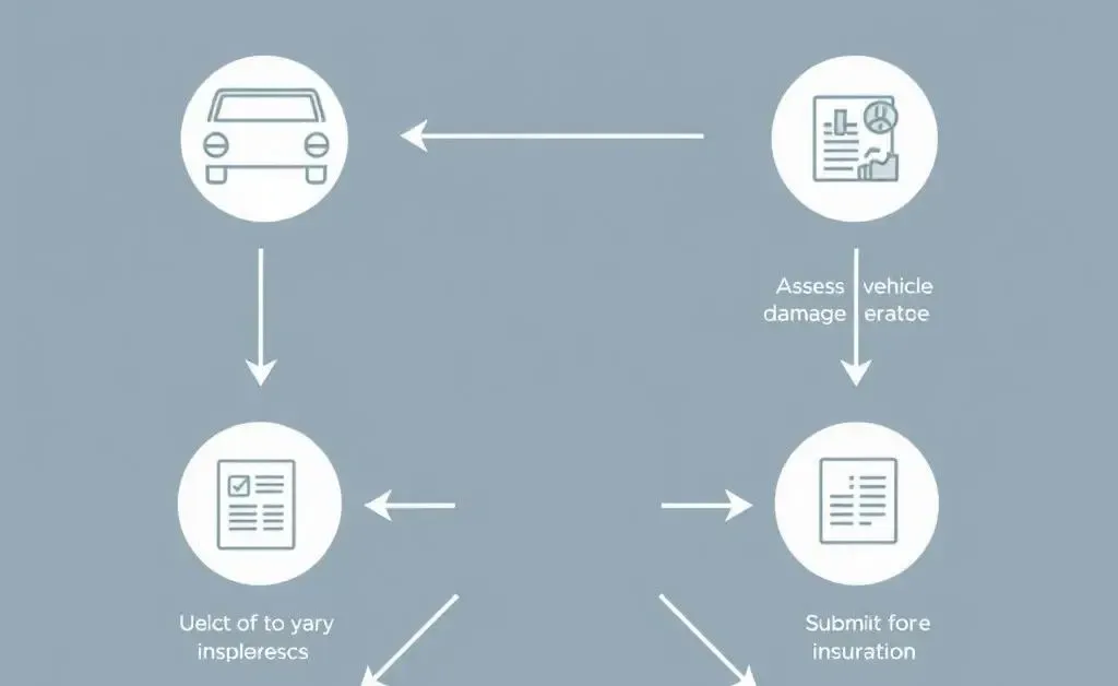 Simple flowchart showing the steps to file a diminished value claim.