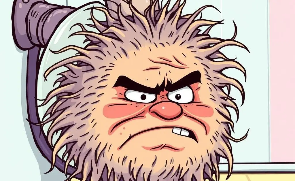 Hairball illustration showing frustration