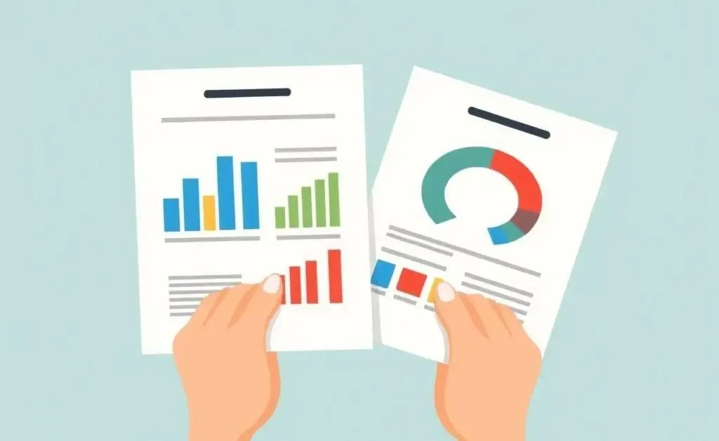 Illustration of hands holding financial documents