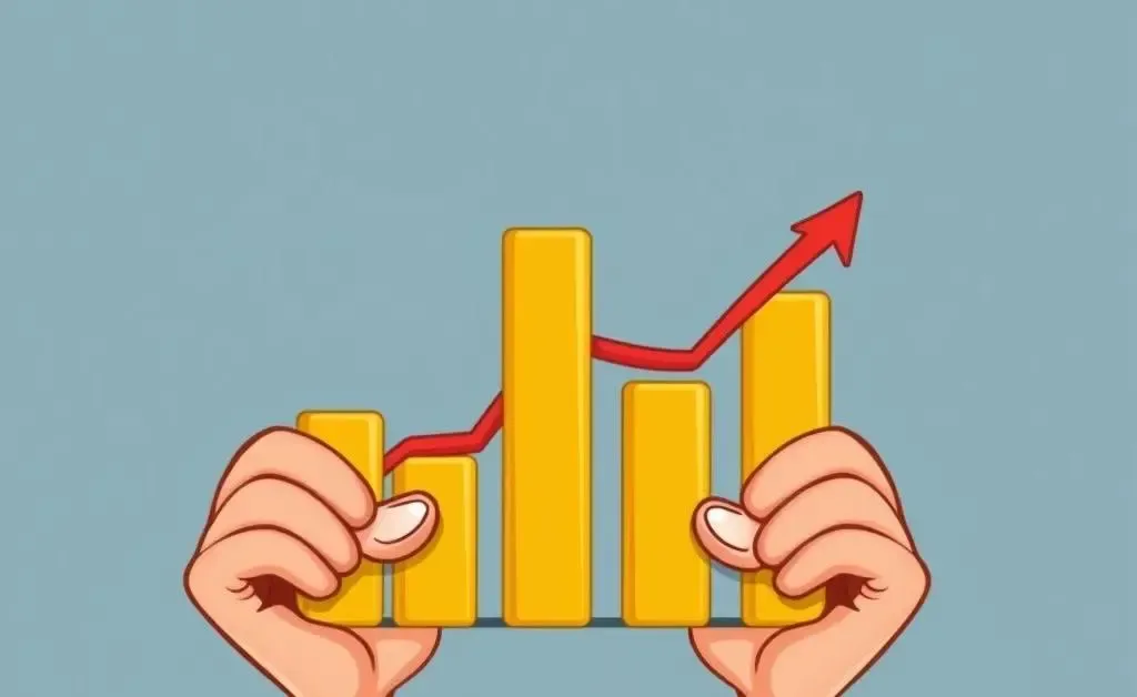 Hands holding a stock chart indicating market trends.