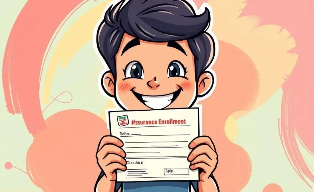 A relieved person holding a health insurance enrollment confirmation
