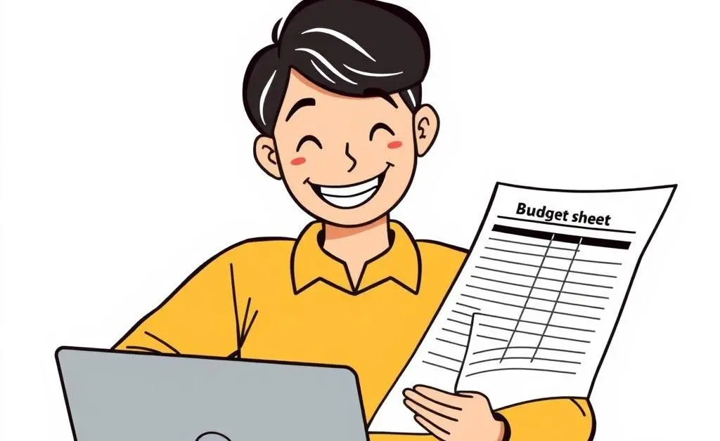 Cheerful person planning budget