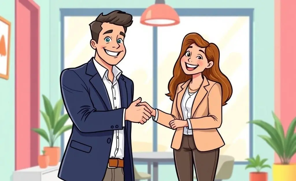 Insurance agent meeting with a happy client