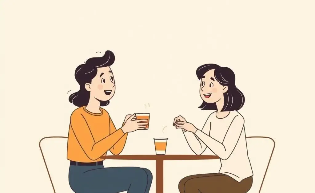 Friends chatting over coffee about gifts