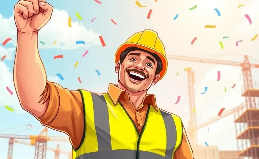 Contractor celebrating after getting insured