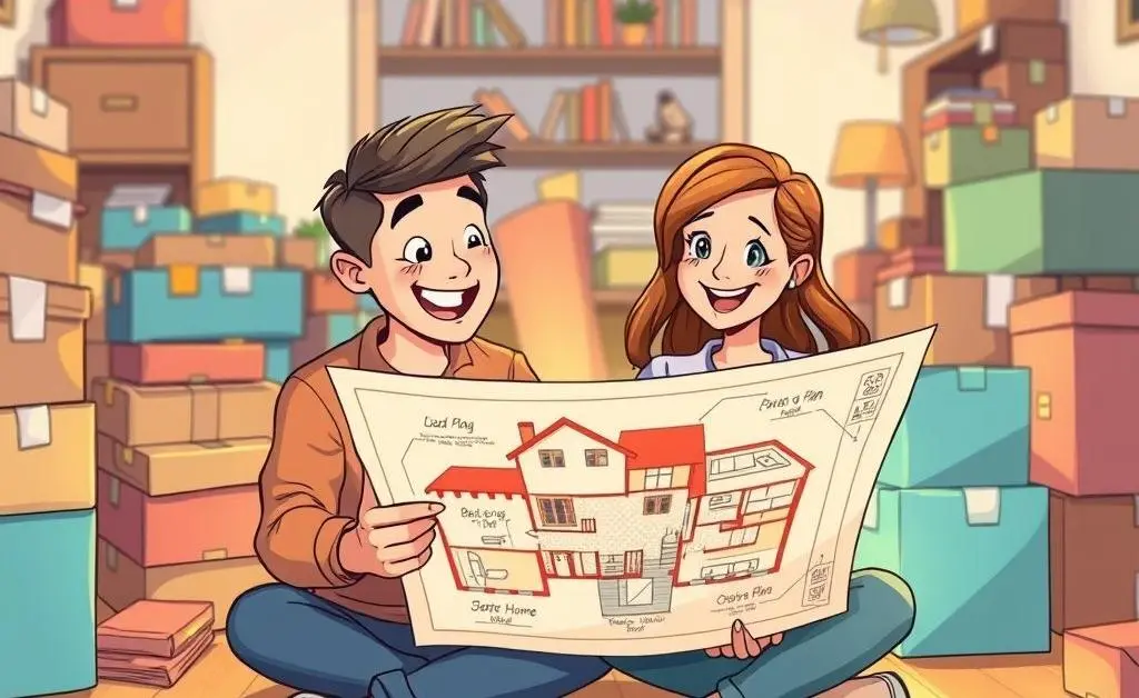 Happy couple planning their new home