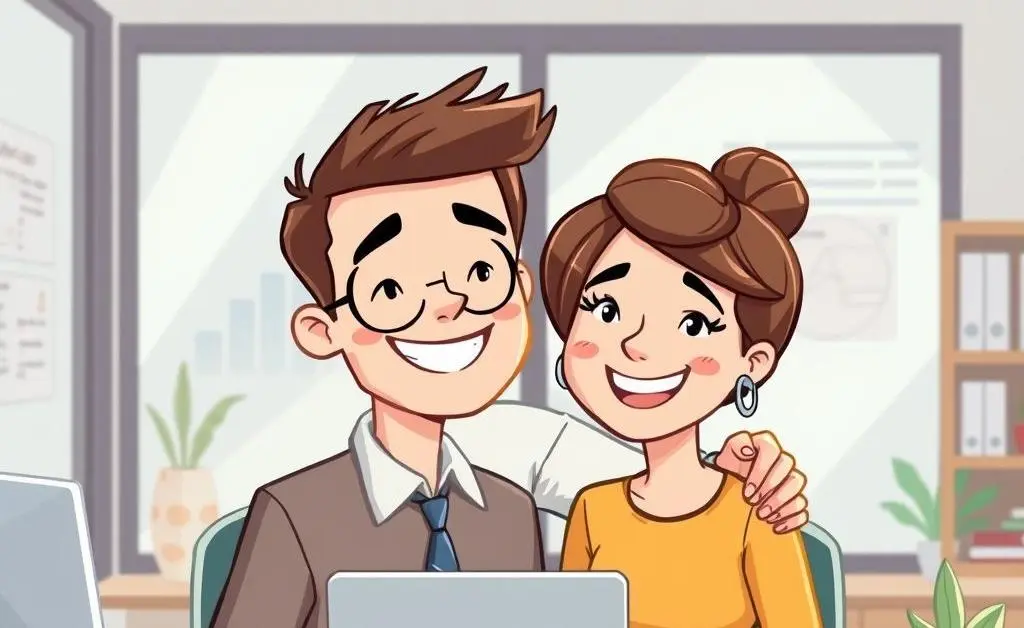 A couple happily supporting each other in their financial journey.