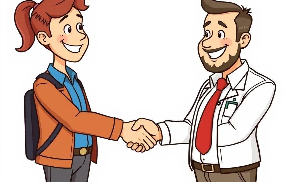 Smiling person shaking hands with an insurance agent