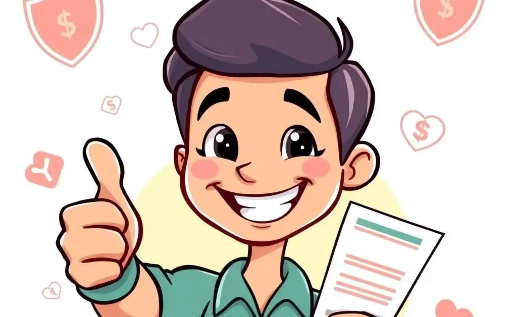 A happy customer smiling with insurance documents