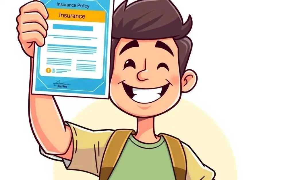 A happy customer holding an insurance policy document