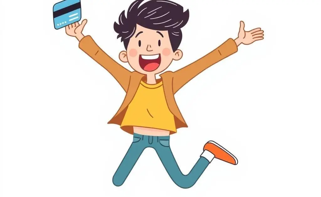 Happy customer with a credit card