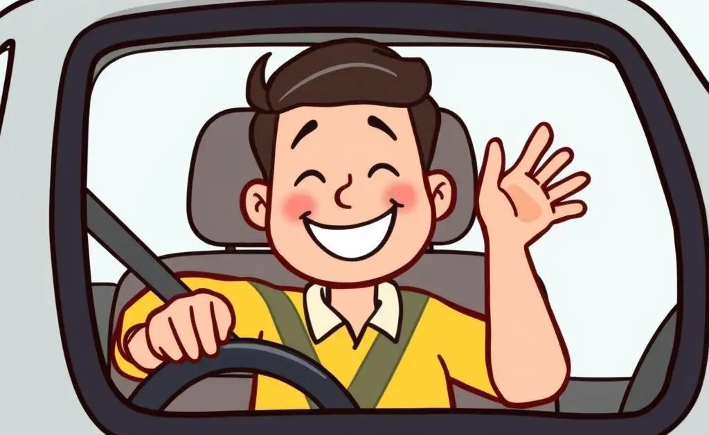 Happy driver looking relieved after acquiring insurance