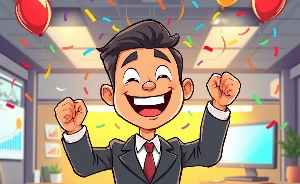 A happy entrepreneur celebrating success.