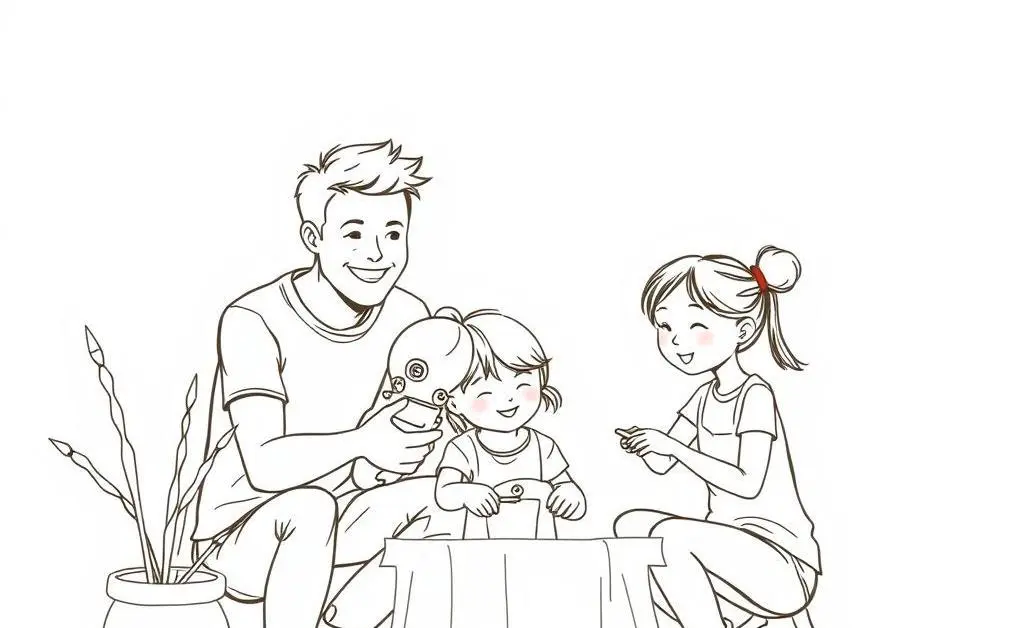 A family engaging in a DIY project together.