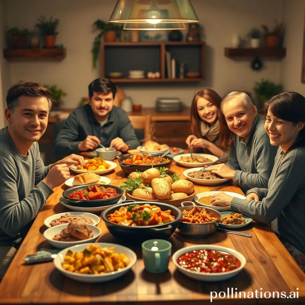 A happy family enjoying a home-cooked meal