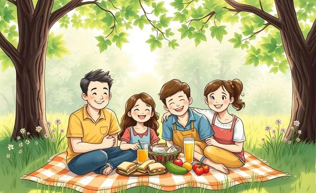 Family enjoying picnic