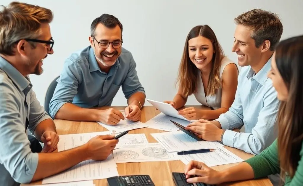 A group of friends discussing financial planning