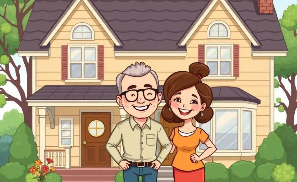 Smiling couple holding a Home Sweet Home sign