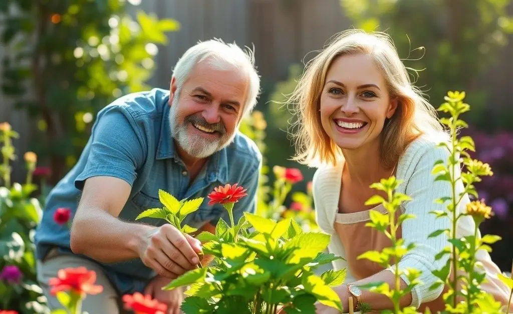 A cheerful homeowner gardening, representing the joys of investing in home improvements.