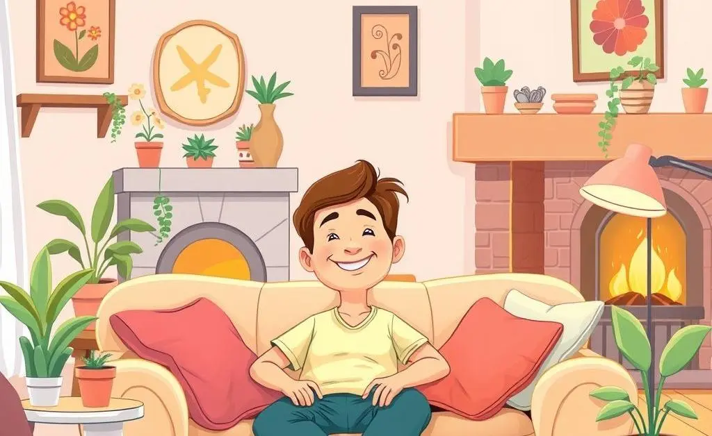 A content homeowner relaxing at home