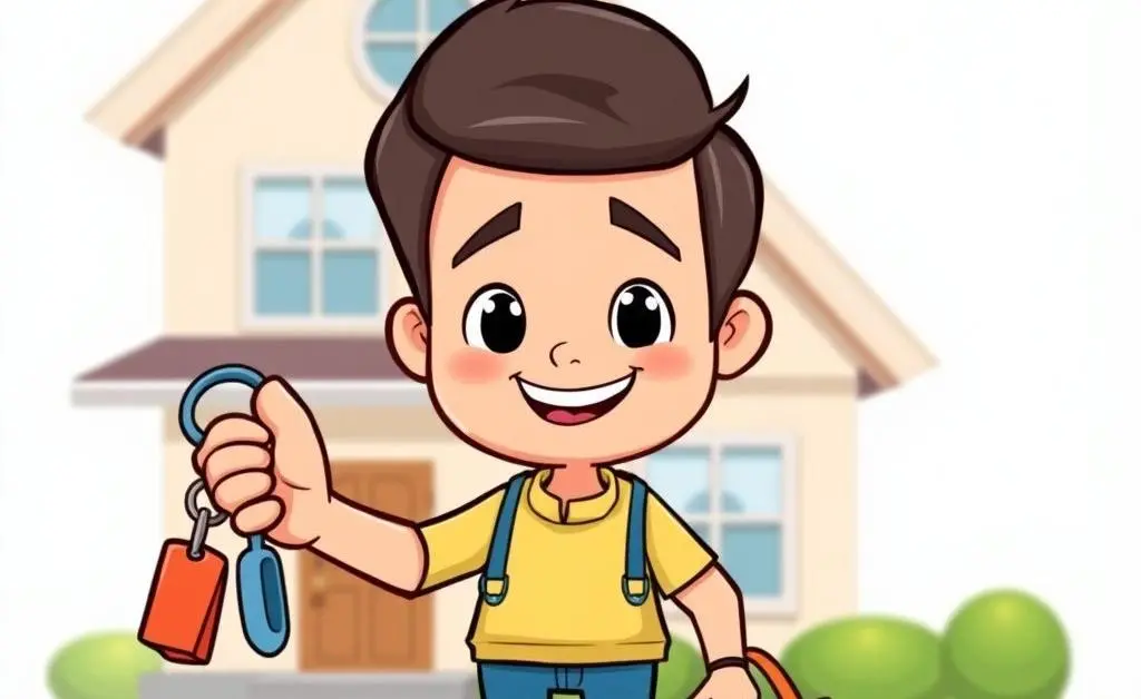A happy homeowner holding keys and smiling.