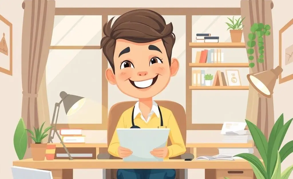 Happy insurance worker in a home office