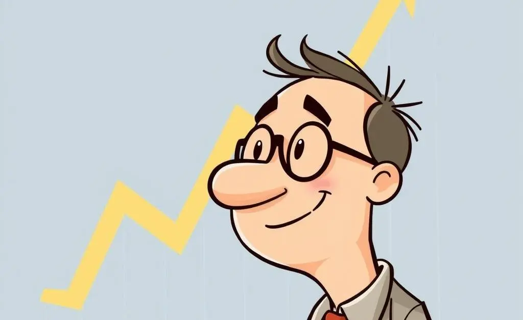 Pleased investor looking at rising graph