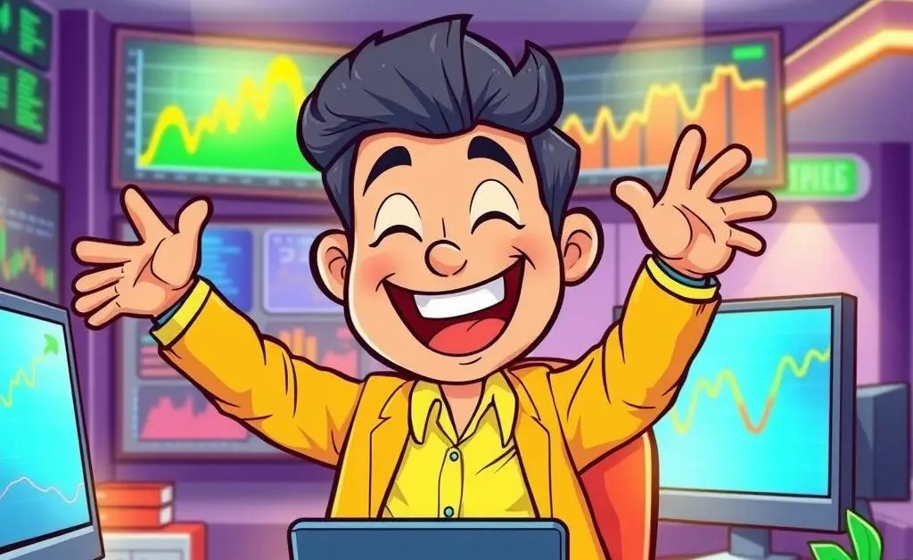 Happy investor making a trade
