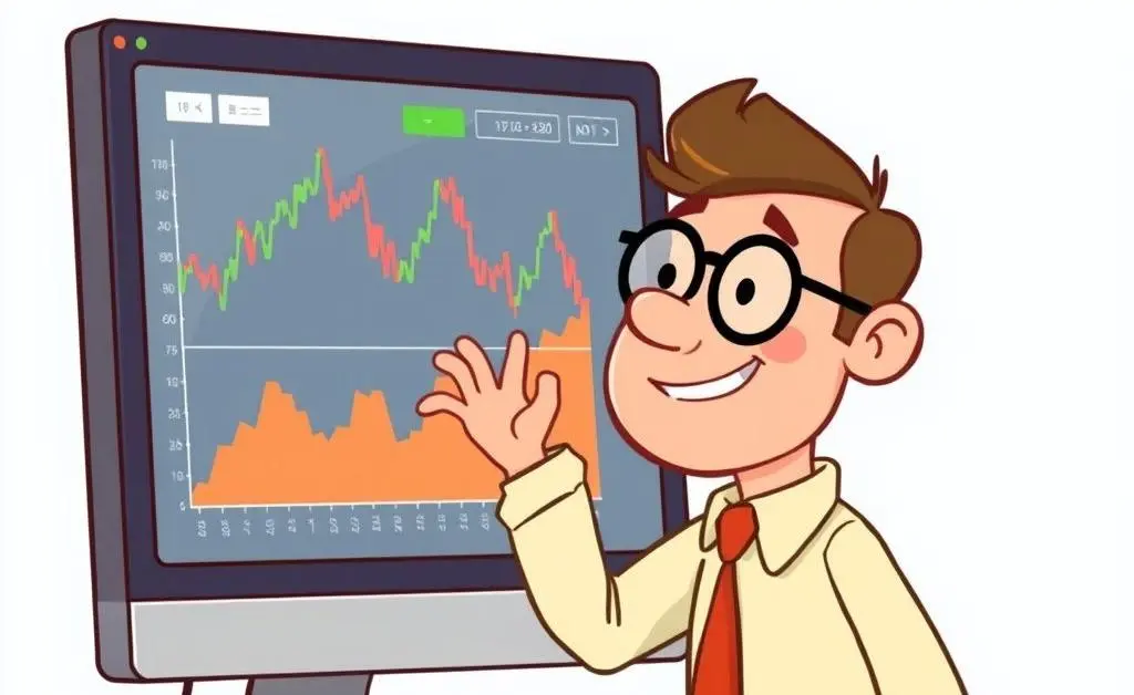 Investor looking contently at a stock chart.