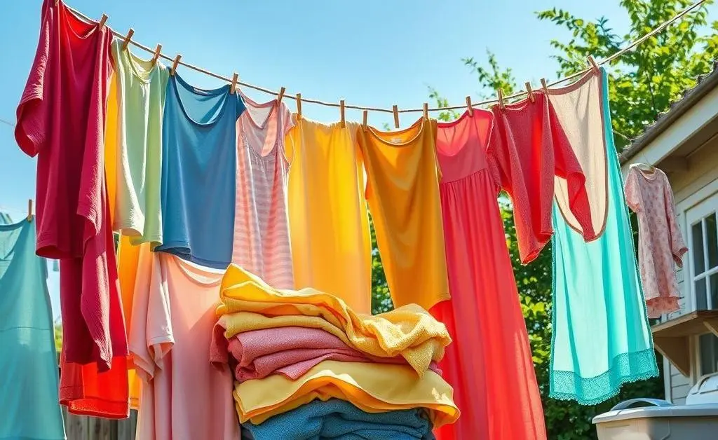 Cheerful scene of laundry day