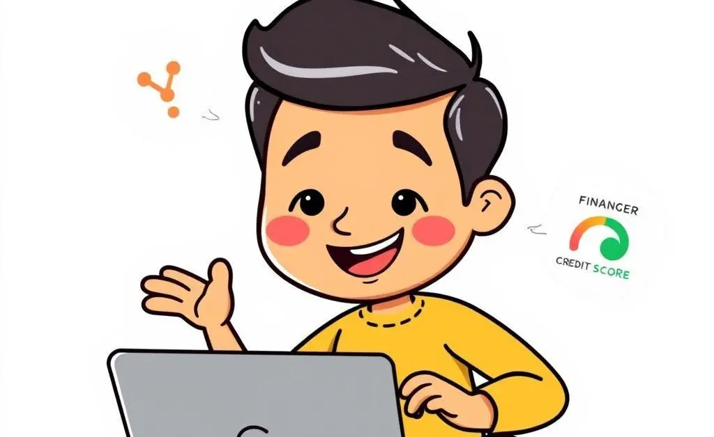 Happy person managing their finances with a laptop.
