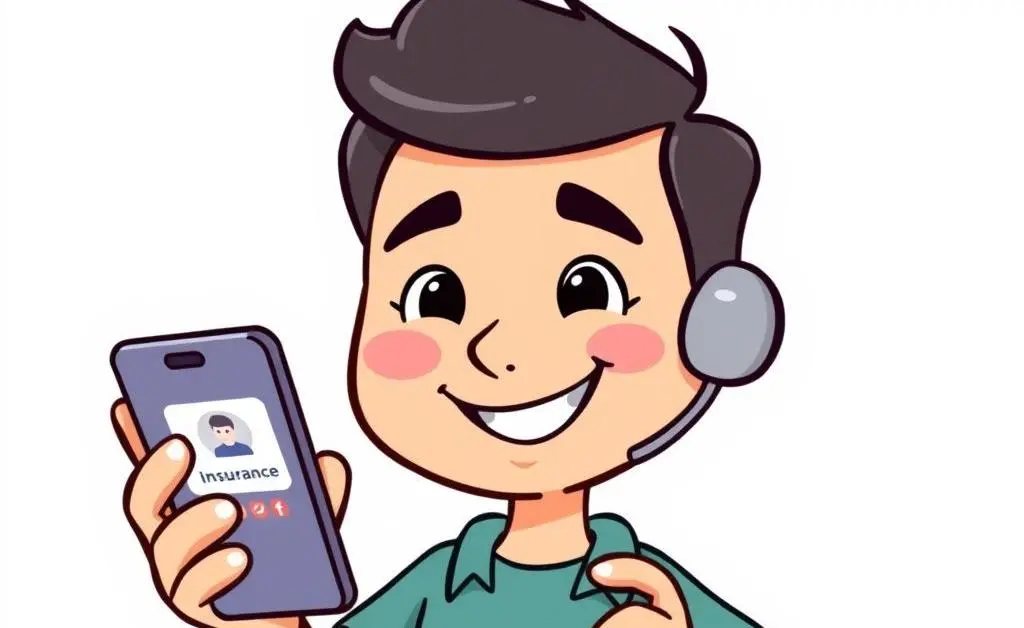 Person happily using a smartphone for car insurance.