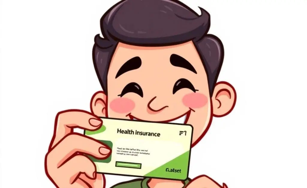 Person happily holding a health insurance card