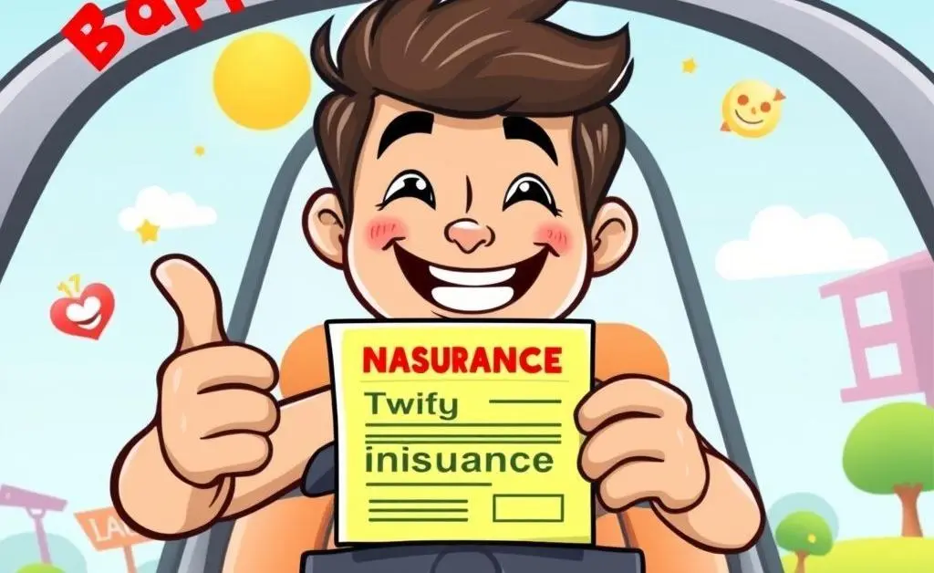 Happy driver with a car insurance policy