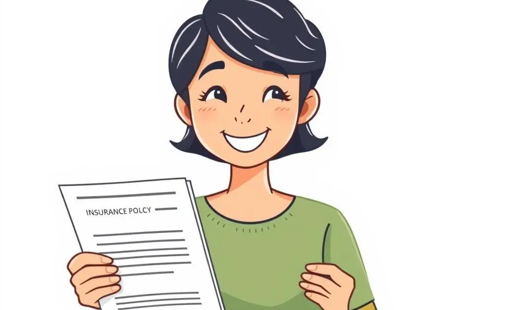 A positive conclusion scene with a person happily holding a resolved insurance claim form