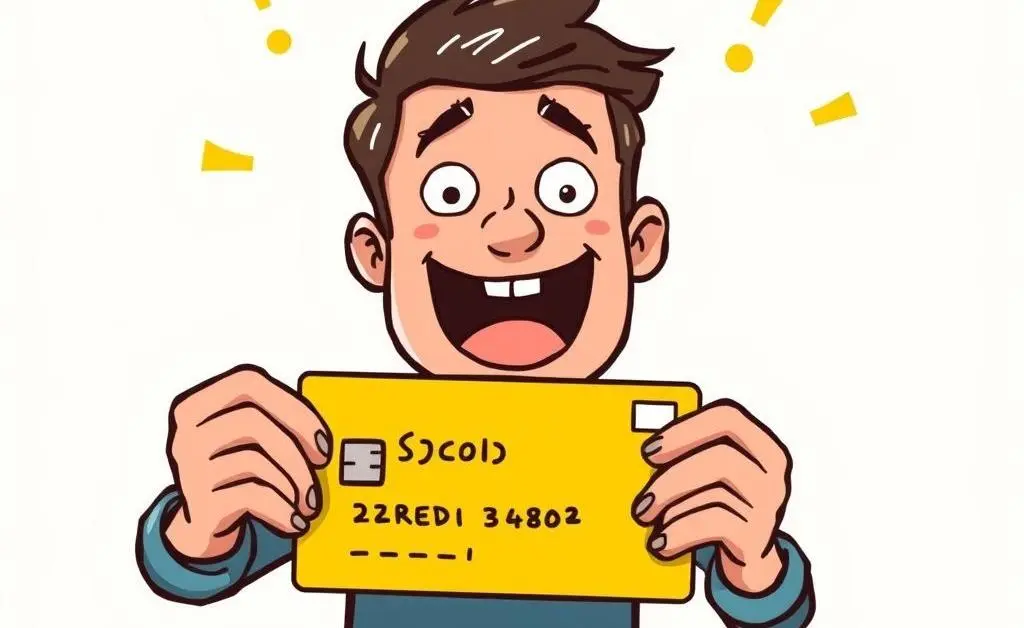 Cartoon of someone excitedly redeeming a credit card reward