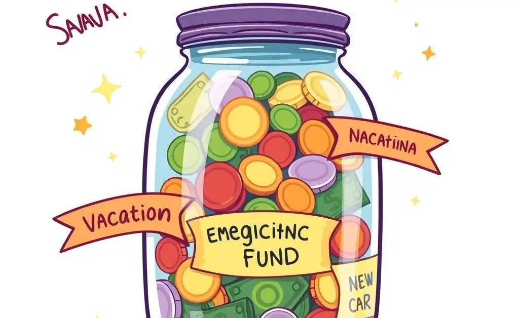 Savings jar for different financial goals