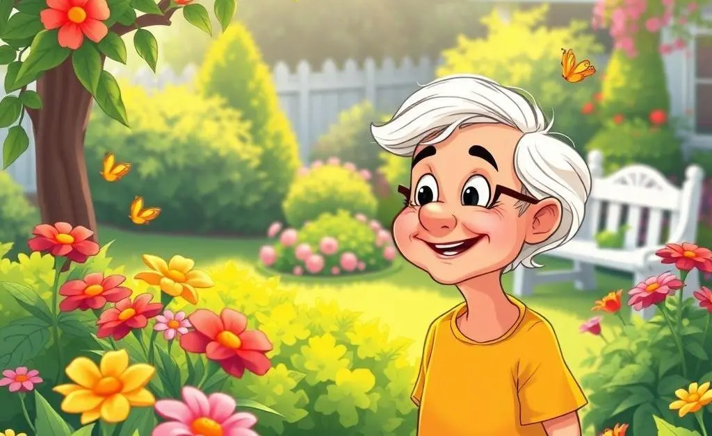 A joyful senior enjoying a garden, symbolizing a successful retirement.